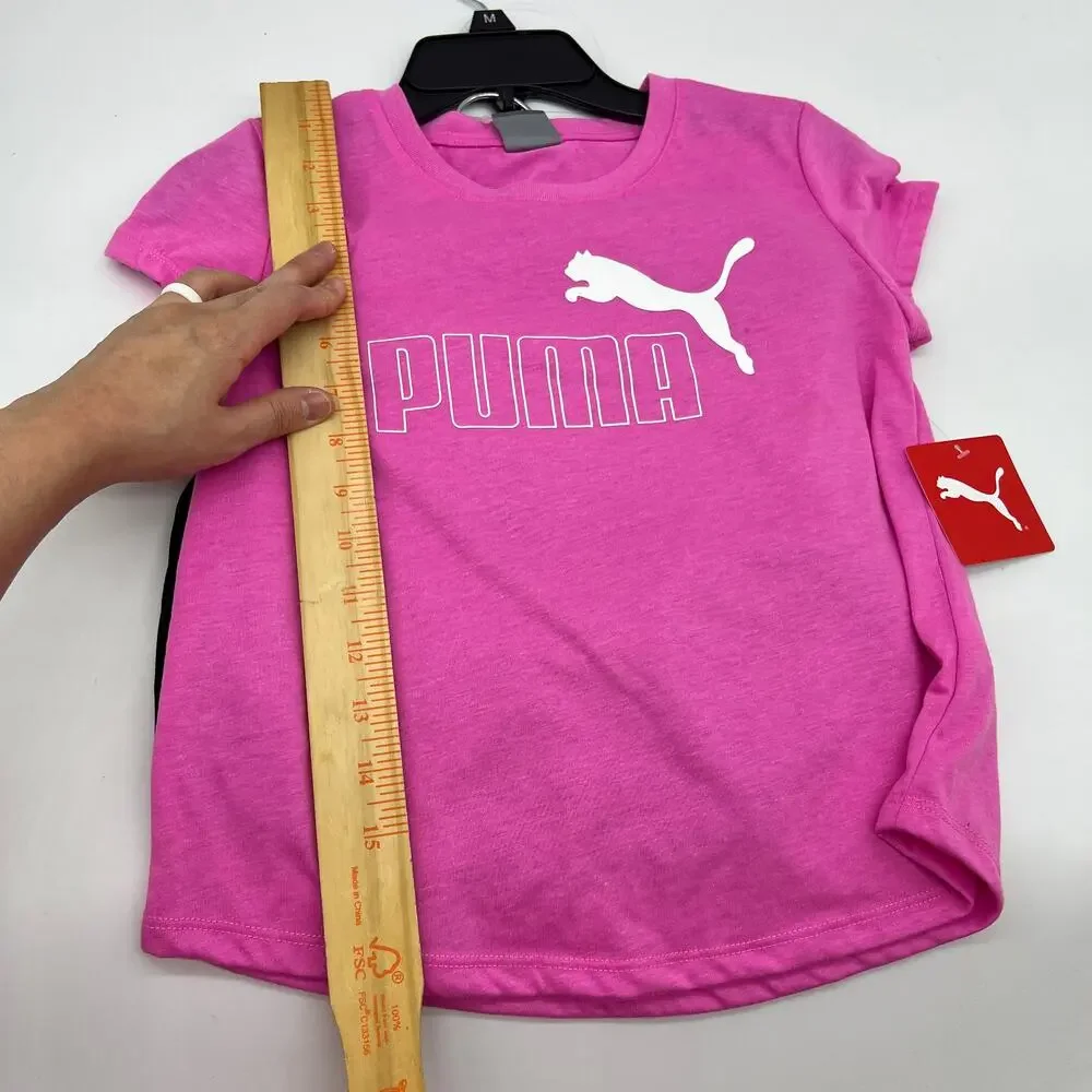 PUMA Girls Pink Logo T Shirt & Black Skort Size Medium Athletic Sports